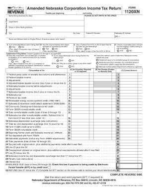 Amended Nebraska Corporation Income Tax Return