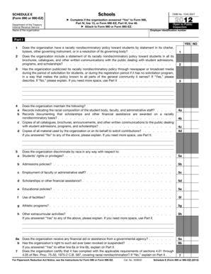 IRS Schedule E Form 990 or 990-EZ