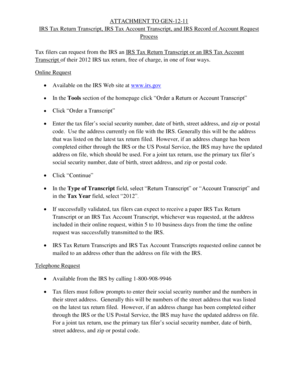 IRS Tax Return Transcript Request Instructions