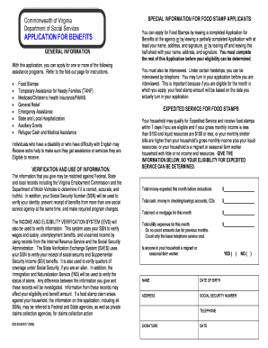 Virginia Food Stamp Application Form