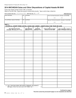 Michigan Sales and Other Dispositions of Capital Assets MI-8949