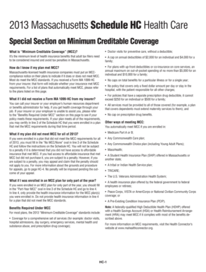Massachusetts Schedule HC Health Care