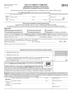 Connecticut Form CT-1065/CT-1120SI EXT