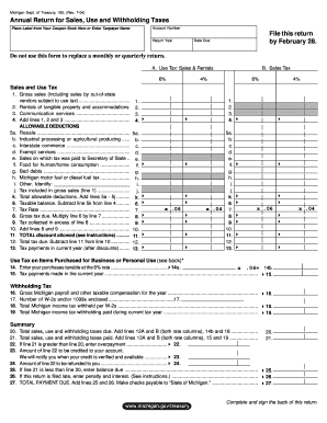 Michigan Annual Return for Sales, Use and Withholding Taxes