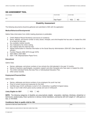 California SSI Assessment Tool