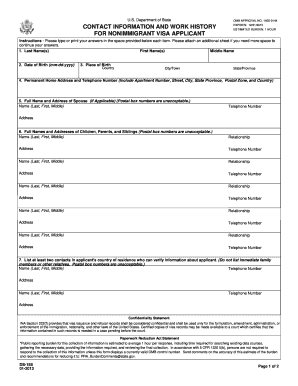 Nonimmigrant Visa Applicant Form DS-158