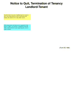 Michigan Notice to Quit Form DC 100c