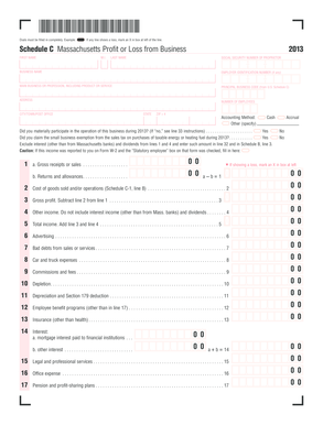 Massachusetts Schedule C Profit or Loss from Business 2013