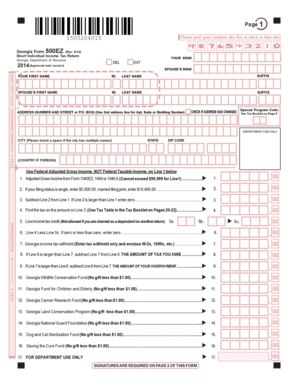 Georgia Form 500EZ Short Individual Income Tax Return