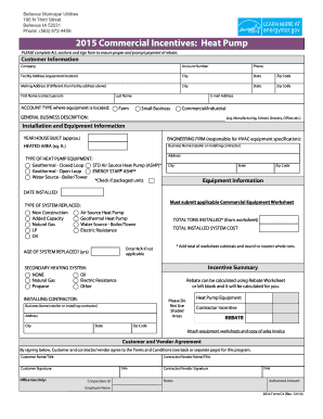 Commercial Heat Pump Incentive Application