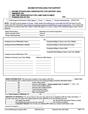 Income Withholding Order for Support