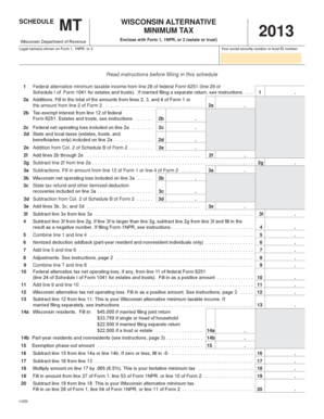 Wisconsin Alternative Minimum Tax Schedule