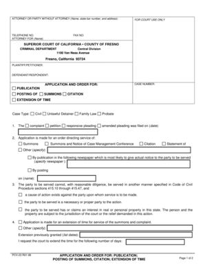 California Application and Order for Publication Posting of Summons