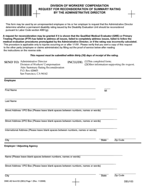 California Workers' Compensation Rating Reconsideration Request
