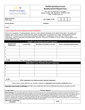 Flexible Spending Account Reimbursement Request Form