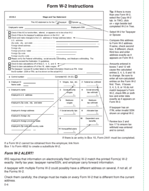 Form W-2 Instructions