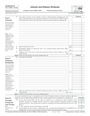 Schedule B (Form 1040A or 1040) Interest and Ordinary Dividends