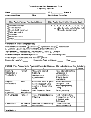 Pain Assessment Form for Cognitively Impaired Older Adults