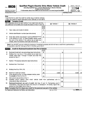 IRS Form 8936 Qualified Plug-in Electric Vehicle Credit