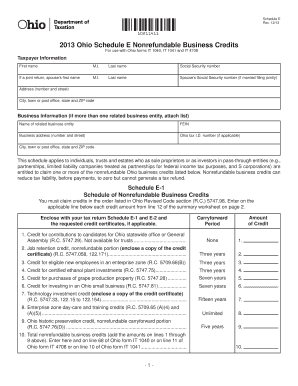 Ohio Schedule E Nonrefundable Business Credits
