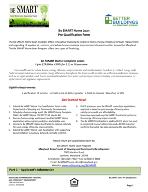 Be SMART Home Loan Pre-Qualification Form
