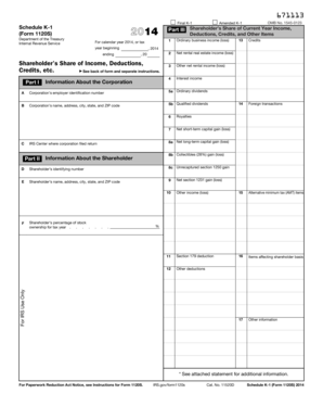 Schedule K-1 (Form 1120S) 2014
