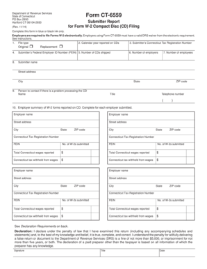 Connecticut Form CT-6559 for W-2 CD Filing
