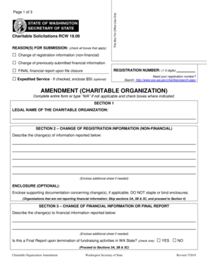 Charitable Organization Amendment Form