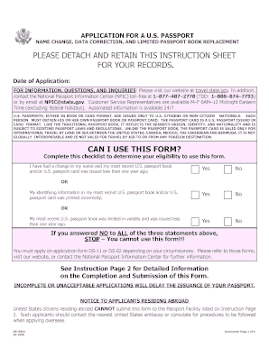 US Passport Name Change Form