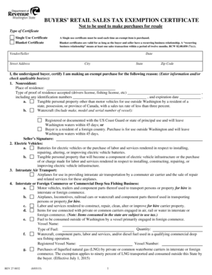 Washington Buyers' Retail Sales Tax Exemption Certificate