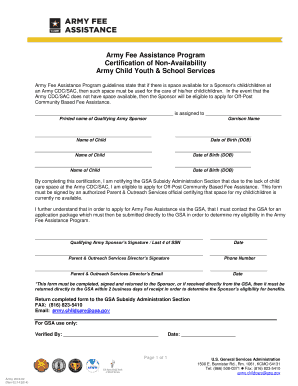 Army Fee Assistance Application