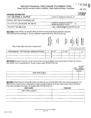 Nevada Financial Disclosure Statement