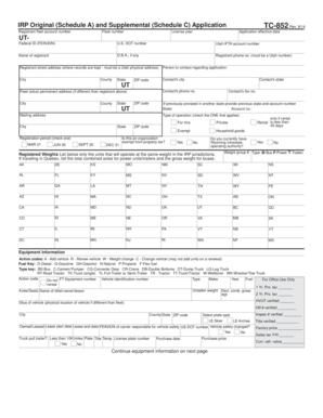 Utah IRP Application Form TC-852
