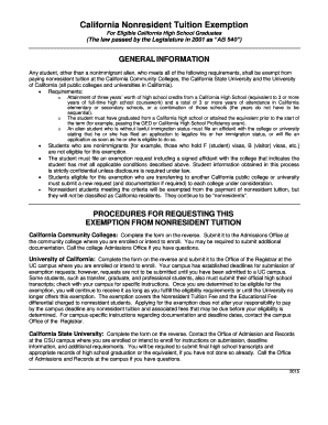 California Nonresident Tuition Exemption Request