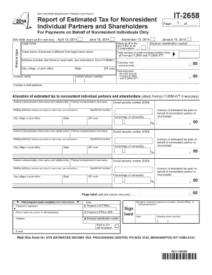 New York Nonresident Estimated Tax Form IT-2658