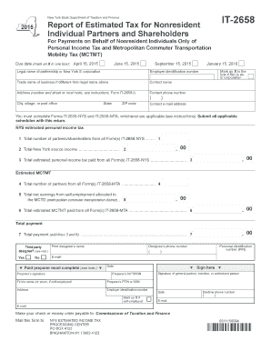 New York Nonresident Estimated Tax Form IT-2658