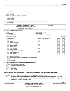 California 12-Month Permanency Hearing Form