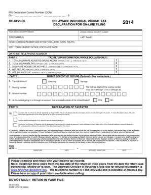 Delaware Individual Income Tax Declaration