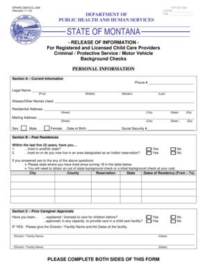 Montana Child Care Background Check Release Form