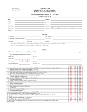 Oil Measurement Record Form 3160-17