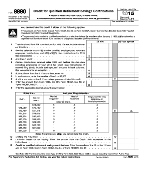 IRS Form 8880 Retirement Savings Contributions Credit 2015