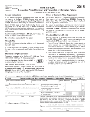 Connecticut Annual Summary and Transmittal of Information Returns