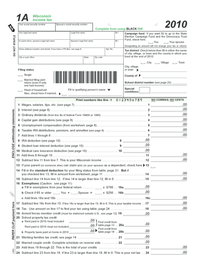 Wisconsin Income Tax Form 1A
