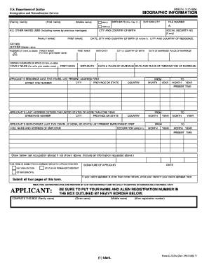 USCIS Biographic Information Form G-325A