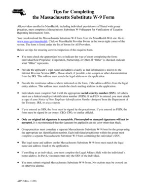 Massachusetts Substitute W-9 Form