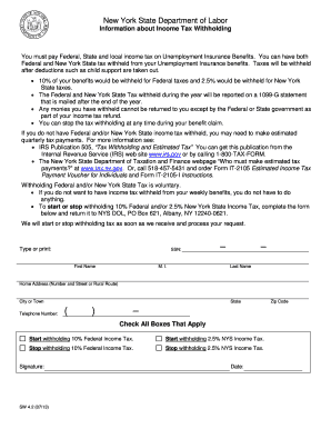 New York State Unemployment Tax Withholding Form