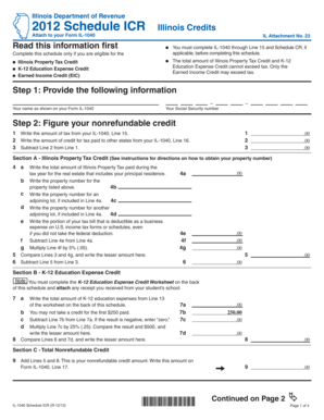 Illinois Schedule ICR 2012
