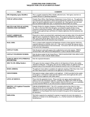 Request for Live Scan Service Form
