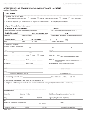 California Live Scan Service Request Form