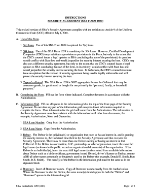 SBA Form 1059 Security Agreement